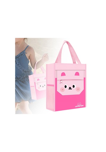 Suntek El Çantası Sevimli Üst Saplı Cepli Çocuk Tote İş Pembe