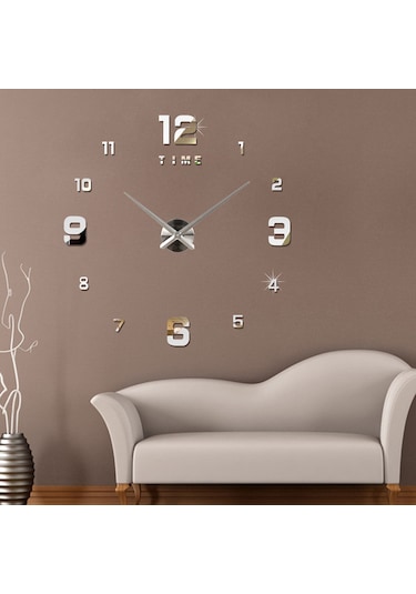Mufunye Kendin Yap Duvar Saati Çerçevesiz 3d Aynalı Duvar Saati Büyük Sessiz Duvar Çıkartmaları Oturma Odası Ev Dekorasyonları İçin Diğer