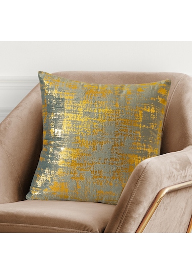 Suntek Yaldızlı Kadife Yastık Kılıfı, 45x45cm Ev Dekoru Altın