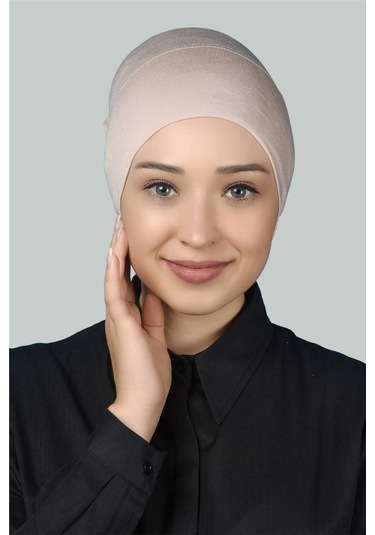 Altobeh Hazır Pratik Geçmeli Uzun Boru Tesettür Bonesi - Bej