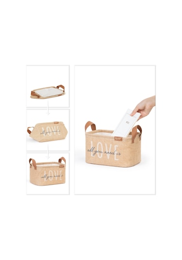 Ocean Home Textile Love Jüt Sepet 24 x 17 x 14 cm