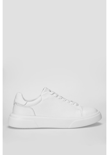 Beyaz Hakiki Deri Bağcıklı Erkek Casual Ayakkabı Tommy M Beyaz