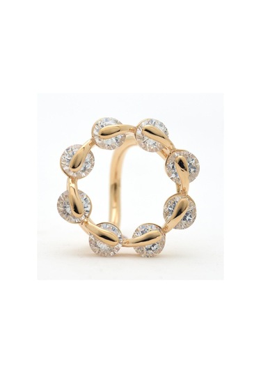 Suntek Zirkon Kristal Yüzük Moda Bayan İpek Şifon Altın-gül Çok Renkli