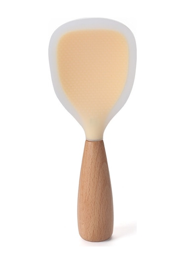 Hombey Yemek Seviyesi Silikon Pirinç Kaşığı - Anti Yapışkan, Elektrikli Pirinç Kazanı İçin, Ev Kullanıma Uygun Yarı Şeffaf Sarı