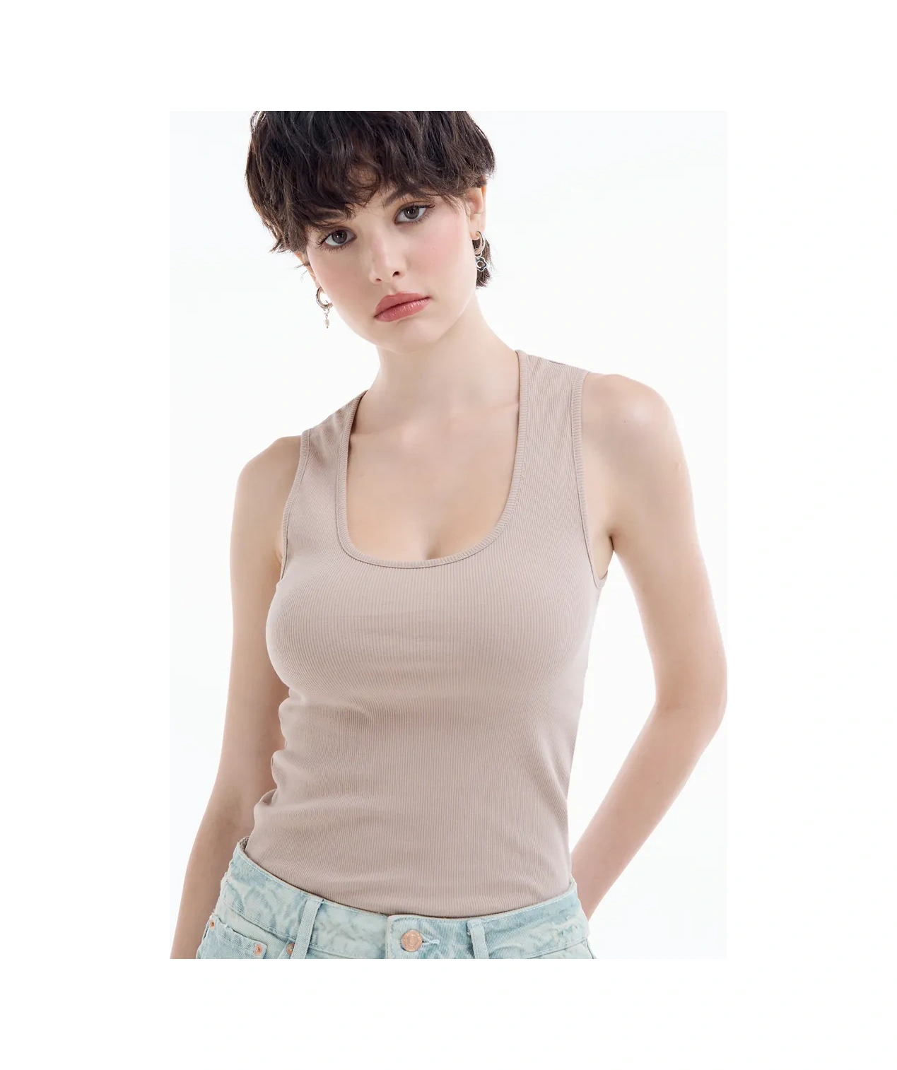 Tvoe Geniş Askılı Çizgili Atlet 436014745 Bej