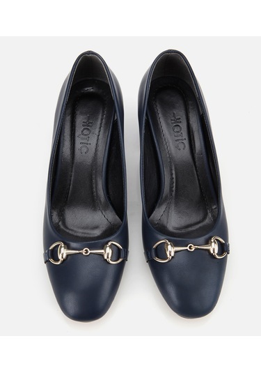 Hotiç Kadın Lacivert Gold Tokalı Kalın Topuklu Ayakkabı 01ayh314840a680 01ayh314840a680 Lacivert