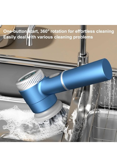 Elektrikli Temizleme Fırçası, Güç Göstergesi, 3 Hız Ve Maksimum 2400 Rpm Mavi