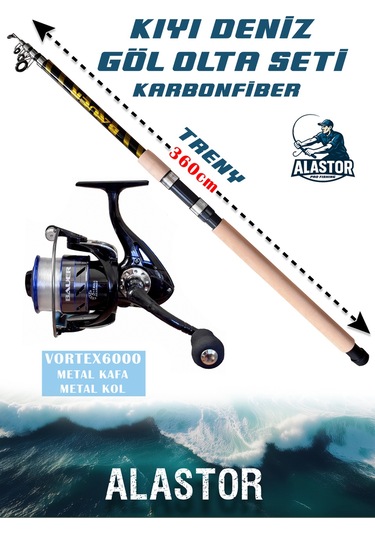 Trendy 360cm Olta Seti Kıyı Göl Deniz Olta Seti Vortex Olta Makinesi Dahil Olta Kamışı 2'li Set