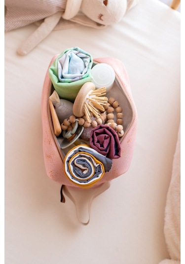 Kirli Temiz Islak Organizer Solid P.pembe Bebek Çocuk Kıyafet Çamaşır Anne Makyaj Alezli Çanta