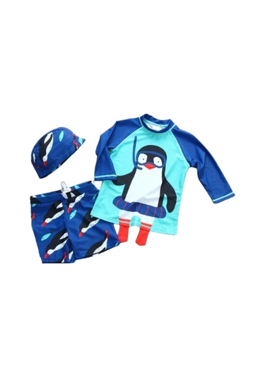 Upf50+ Güneş Korumalı Uzun Kollu Snorkelli Penguen Mayo 3'lü Set