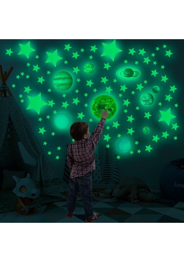 Sones Pvc Güneş Sistemi Çocuk Odası Dekorasyonu Aydınlık Duvar Sticker Seti 100 Adet Yıldız Diğer