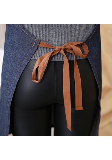 Mufunye Kahveye Ve Temizliğe Uygun Unisex Nordik Stil Tam Pamuk Dayanıklı Mavi Cerrahi Apron Kalebukluk Kanca Diğer