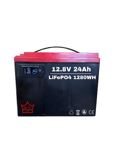Ortec 12.8v 24ah Lifepo4 Batarya Akü 1280 Wh- Yüksek Çevrim Ömrü