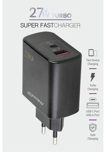 Sy226 Sy226 Usb-a + Usb-c Süper Hızlı Şarj Başlığı