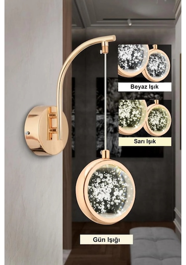 İstanbul Avize Dünya Tekli Gold Ledli Modern Lüx Aplik