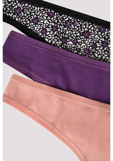 Leo Floral 3lü Thong Külot Çok Renkli