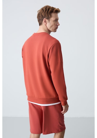 Tommy Life Kiremit Basic O Yaka Rahat Form Erkek Sweatshirt - 88053 Kiremit