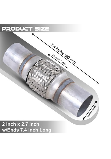 Egzoz Spiral Flex Borusu,51mmx 190mm'' Üniversal Tip, Paslanmaz Ç