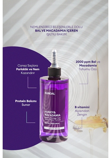 Yoğun Bakım Sağlayan Sıvı Saç Kremi Kundal Miracle Damage Care Water Treatment 300ml White Musk