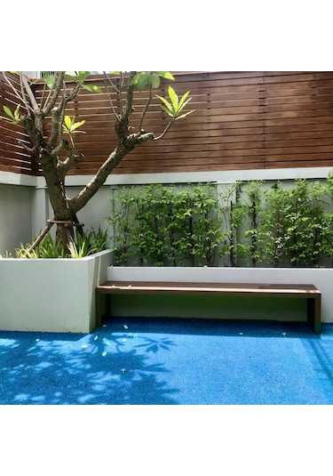 Kesme Suni Yapay Mavi Çim Halı 7 Mm Balkon Teras Bahçe Dekoratif Kaymaz 100 x 250