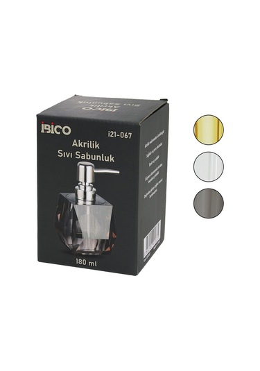 Tombul Kare - Prizma Şeffaf - Renkli Akrilik - Mika Kristal Sıvı Sabunluk 180ml 5131 Düz