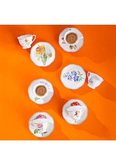 Perotti De Flore 6 Kişilik 12 Parça Porselen Kahve Fincan Takımı
