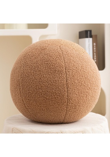 Monyee 30cm Çaplı Kürklü Top Yastık - Yumuşak Kemer Ve Bel Desteği, Ev Dekorasyonu Oyuncak, Kahve Rengi Haki