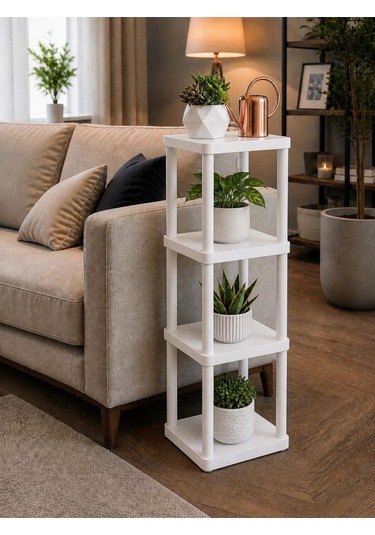 Sakura 4 Katlı Çiçeklik Saksılık Beyaz
