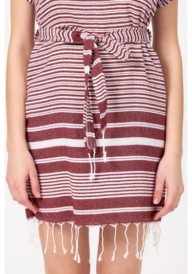 Mulberry Katya Plaj Elbisesi Tunik Pareo %100 Pamuk Bordo
