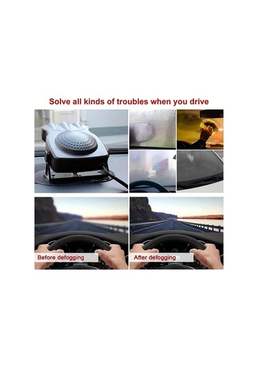 Boatshop1 Siyah 12v 150w Soguk Ve Sicak 2si 1 Arada Donerli Portatif Araba Isitici Fan Yaglik Cozucu Tutacakli