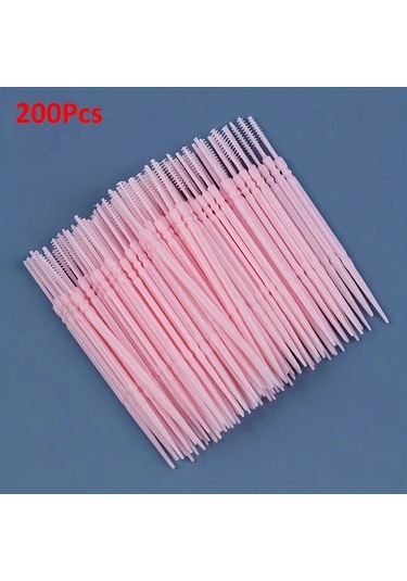 Willowhaven 200 Adet Pembe Çift Başlı İnterdental Fırça - Diş Eti Bakımı, Plak Temizleme