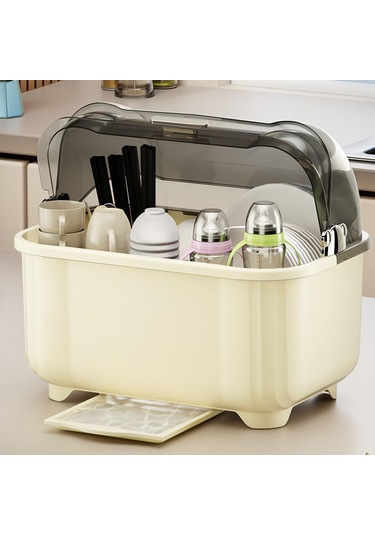 Suntek Mutfak Tezgahı İçin Bulaşık Kurutma Rafı, Ev Tipi Süt Beyazı