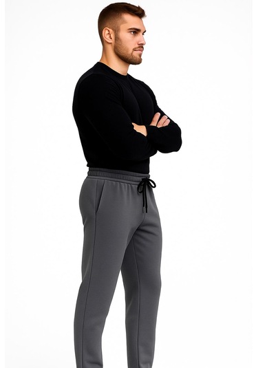 Axxel Erkek Gri Melanj 3 İplik Şardonlu Eşofman Altı-p2019 Gri Melanj
