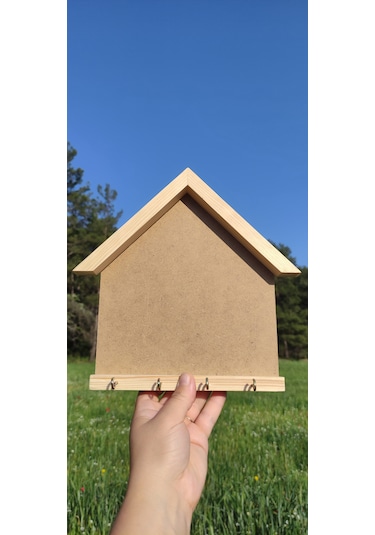 20x25cm Ham Ahşap Çerçeveli Boyanabilir Açık Anahtarlık Panosu