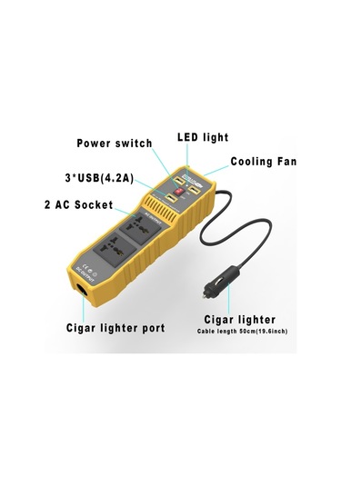 Sones Üç Usb'li 12v İla 220v 300w Araç Güç Çeviricisi