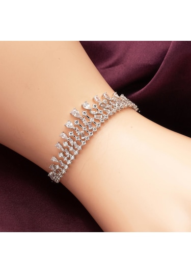 Damlalar Beyaz Altın Üçlü Set 14 Ayar Stpj33610