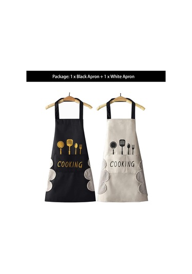 Kadın Mutfak Önlüğü El Silme Cepleri, Büyük Cep, El Silme, Siyah + Beyaz, Diğer