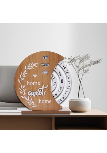 Suntek Ahşap Sürekli Takvim El Sanatları Masa Aksesuarları Ay