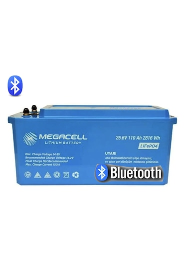 Megacell 25.6v 110ah Bluetooth Lifepo4 Lityum Demir Fosfat Akü