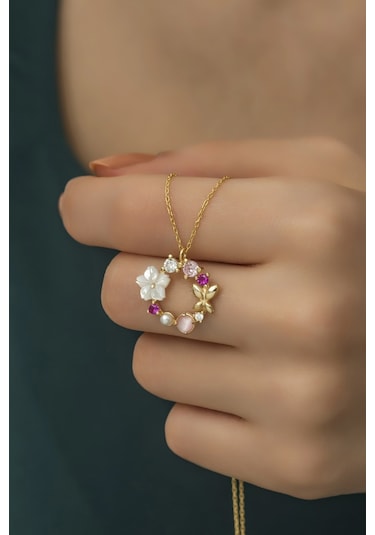 Nereze 925 Ayar Gümüş Manolya Çiçeği Detay Bahar Çiçeği Kolye