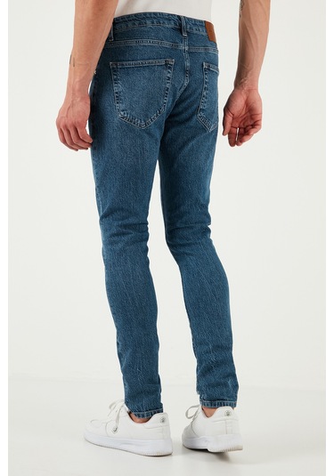 Buratti Streç Pamuklu Slim Fit Normal Bel Dar Paça Jeans Erkek Kot Pantolon 1115S60Napoli Mavi