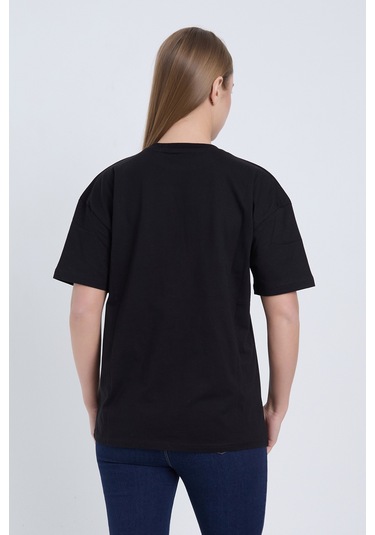 Velvoria Unisex Oversize Streetwear Baskılı Siyah Renk T-shirt