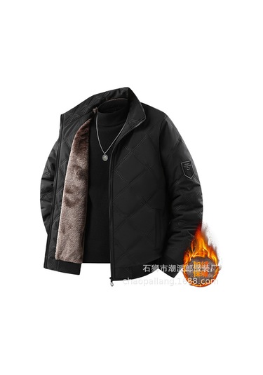 Genç Ve Orta Yaşlı Erkekler İçin Kadife Ve Pamuklu 2025 Yeni Pamuk Dolgulu Ceketler Siyah