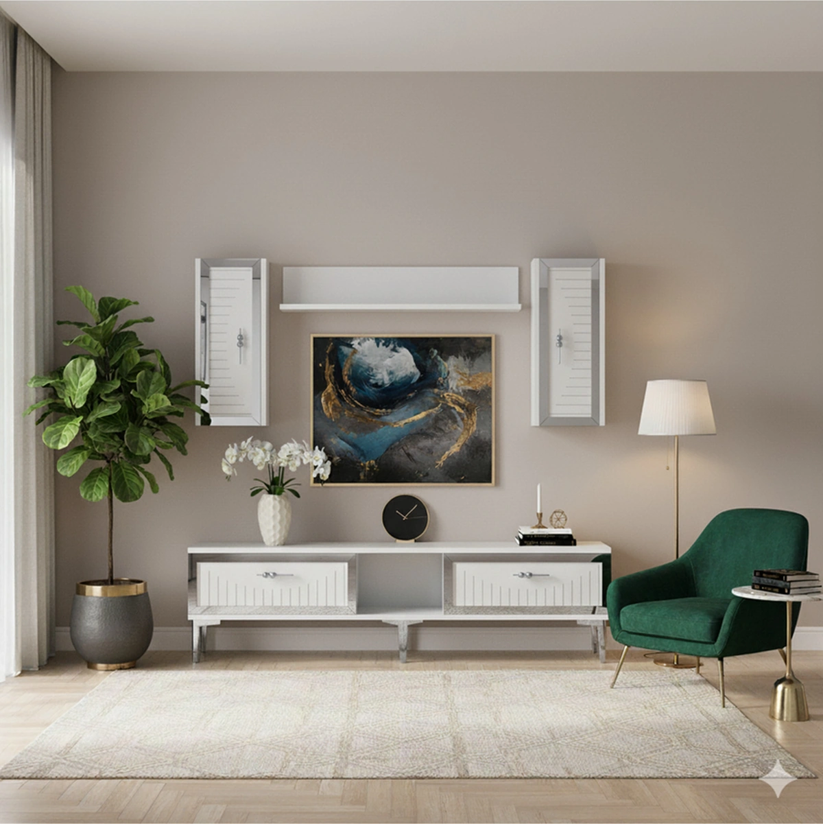 Tvr1501bs - Tuna150 Tv Ünitesi Beyaz Sılver 150cm BEYAZ-GÜMÜŞ