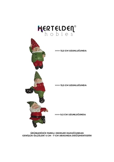 Boyalı Üçlü Noel Baba Teraryum Obje Saksı Süsü Dekoratif Obje 3 Adet