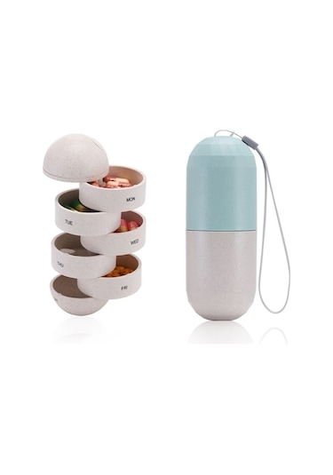 Tongxida Buğday Samanı Hap Saklama Kutusu Mühürlü 7 Günlük Hap Kutusu Yd073 Diğer