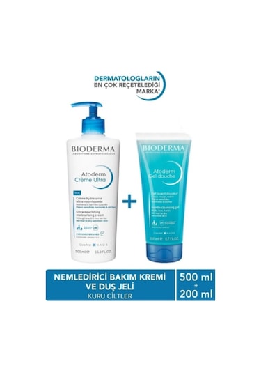 Bioderma Atoderm Creme Ultra Kuru Ciltler İçin Nemlendirici Bakım Kremi 500 ML + Atoderm Shower Gel 200 ML