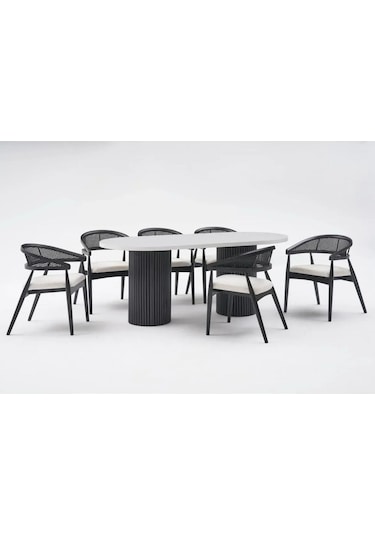 Bohem Masa Sandalye Takımı Gazel Sandalye Mutfak Salon Ofis Takımı Yemek Odası Takımı Siyah