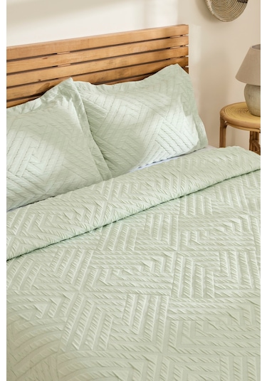 Kaşmir Home Essence Çift Kişilik Yatak Örtüsü Takımı Çağla Çağla Yeşili