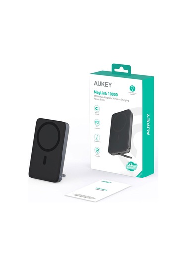 Aukey PB-MS02-GY 30 W 10000 mAh Magsafe Kablosuz Powerbank Siyah